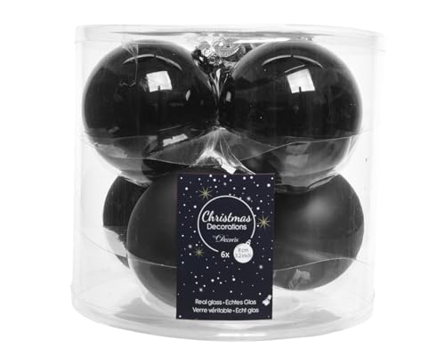 Glaskugeln schwarz Glanz matt 8cm Weihnachtskugeln Baumschmuck Weihnachtsdeko Kugeln Deko