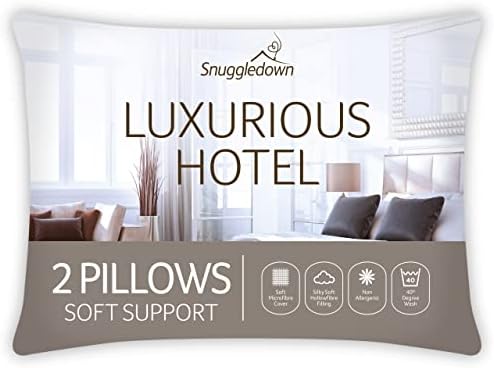 Snuggledown Luxurious Hotel Pillows 2 Pack Medium Support Bed Pillows Designed for Back and Side Sleepers Bed Pillows