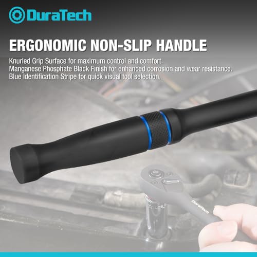 Image of DURATECH 1 /4-Inch Drive Ratchet, 90-Tooth Quick-Release Ratchet Wrench, Reversible, Cr-V Made, 4 Swing, Manganese Phosphate Black Finish, Gifts for Men Gifts for Women