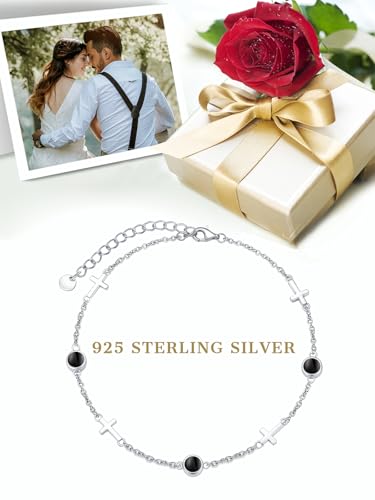 Image of Dorunmo Ankle Bracelet for Women 925 Sterling Silver Natural Stone Bracelet Anklet Summer Beach Jewelry Birthday Gifts for Mom