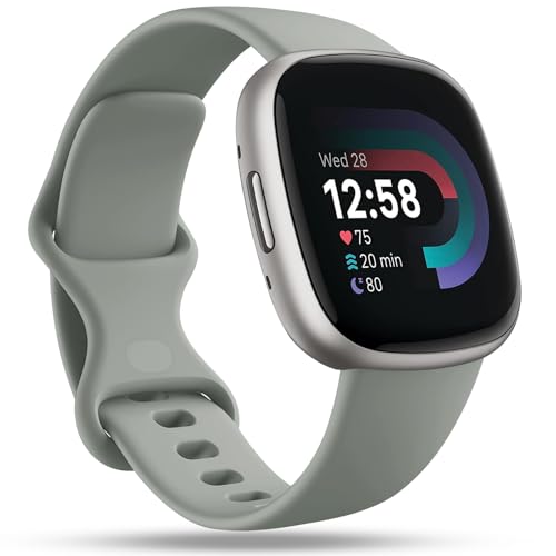 Sport Band Compatible with Fitbit Versa 4 Bands/Versa 3 Bands & Fitbit Sense 2 Bands/Sense Bands for Women Men, Soft Strap Accessories for Fitbit Sense/Sense 2/Versa 4/Versa 3 Smart Watch,Small Gray