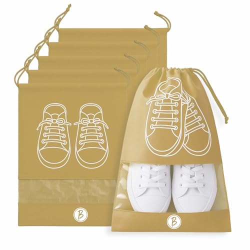 Image of Btag Shoe Bag for Travel & Storage | Water-Resistant Shoe Organizer for Men & Women | Portable, Foldable Shoe Cover for Luggage & Closet | Travel Accessories for Footwear Protection (Khakhi,Pack of 6)