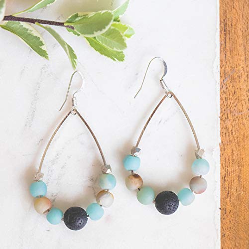 Subherban Lava Rock Earrings Essential Oil Earrings - Mermaid - Lava Stone Earrings For Women - Handmade Usa Oil Diffuser Lava Rock - Amazonite Earrings Gemstone Relaxation Gifts For Women #TOP1