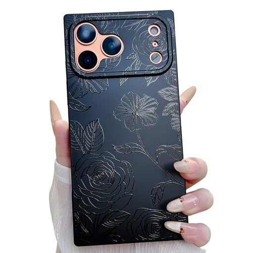 Jmltech for iPhone 17 Pro Max Case Floral Flower Aesthetic Trendy Camera Protection Reinforced Corners Shockproof Drop Protection Phone Cases Black