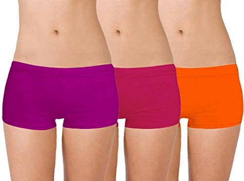 Image of Selfcare Women Soft Cotton Sinker Mid Waist Boyshorts Panties with Concealed Elastic Panel Pack of 3
