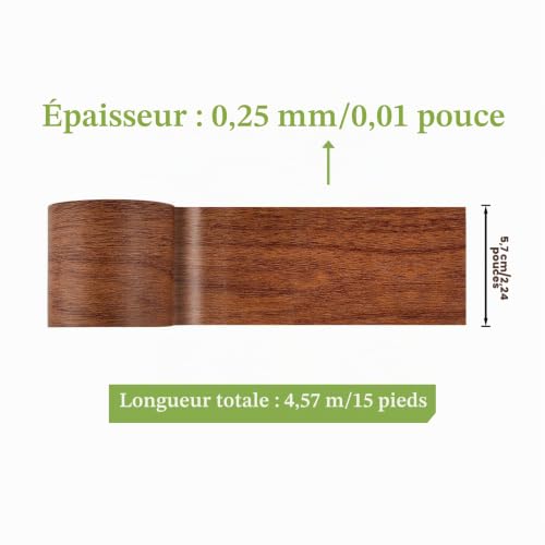 SEIWEI Ruban adhésif de réparation, grain de bois réaliste, imperméable, multi-usage, pour meubles, porte, sol, 5,7 cm x 4,57 m, 1 rouleau, couleur chocolat Couleur Chocolat. – vue 2