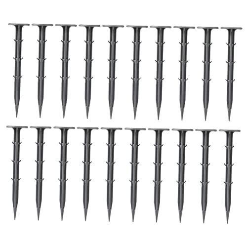 YARNOW 50 Pcs uñas de jardinería Invernadero Greenhouse Cine filme jardín Enrejado piquetas de Arena Clavijas de Camping Clavo de Tierra de jardinería Clavijas de Tierra el plastico Grey