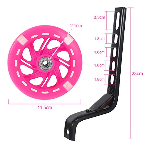 Wioseioc Bike Training Wheels,Thicken Stronger Flash Mute Wheel Adjustable Stabilizer Suitable For 12/14/ 16/18/ 20/ Inch Single Speed Bike, Including Mounted Kit #TOP4
