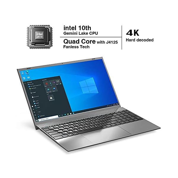 Coolby Windows 10 Pro Laptop, 15.6 inch 1920x1080 IPS Screen, 8GB DDR4 RAM / 256GB SSD Laptop Computers, Intel J4125 Quad-Core Processor, Support Update Windows 11, Dual WiFi, BT, Full Size Keyboard