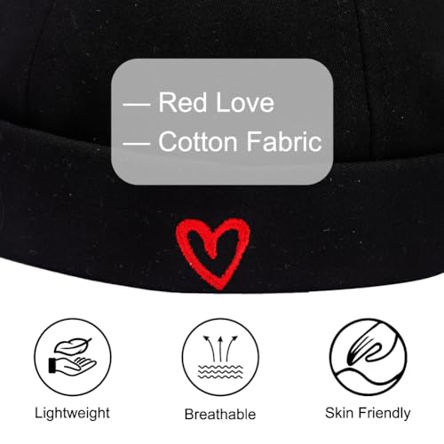 Image of Brimless Hats for Men Brimless Caps, Rolled Cuff Retro Docker Hat for Womens with Adjustable Beanie Hat