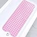 Linoows Bathtub and Shower Mats, Extra Long Non-Slip Bath Mat 39 x 16 Inch, Machine Washable Bath Tub Mat with Suction Cups & Drain Holes for Bathroom, Clear Pink