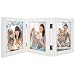 Golden State Art, 5x7 Triple Hinged White Frame, 3 Vertical Openings, Desk/Table Top Display, Easy to Remove Back