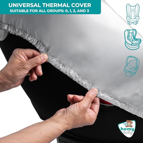 HOMYBABY® Funda Antitérmica Silla Coche Bebe Universal y Ajustable - Anti UV Protector Silla Coche - Cubre Sillita Infantil para Grupos 0 1 2 3 (Silver, X1) - imagen 5
