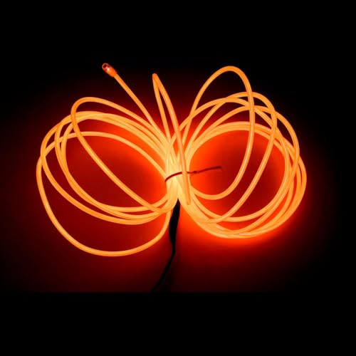 Image of MaxLax EL Wire Orange, 2M Portable Battery Pack Neon Light Strip 360 Cuttable Glowing Rope Lights for Parties, Halloween, DIY Decoration