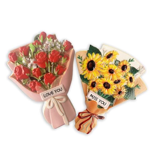 Imanes decorativos de resina florales para nevera, set de 2 miniatura 1