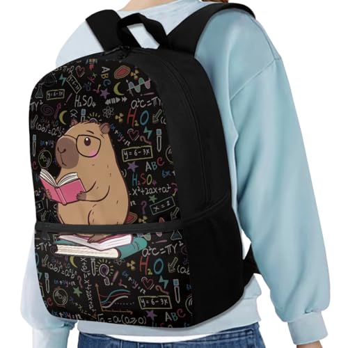 Cartoon Capybara Backpack for Boys Girls 3 Pack School Backpacks Set Reusable Lunch Box Pencil Bag Big Capacity Schoolbag with Side Pocket Adjustable Strap4