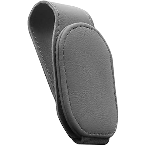 Yuchew Sunglasses Visor Clip Magnetic Leather Sunglass Holder for Car Visor, Glasses Eyeglass Hanger Ticket Card Clip, Car Interior Visor Accessories (Grey) Cover