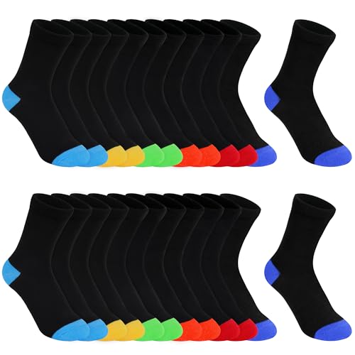 TRAMLE Kids Boys Socks 12 Pairs Activities Breathable Soft Comfortable Socks for Kids 10-13 Years to School