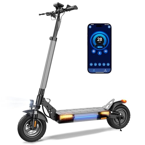 Off Road Electric Scooter for Adults, 1000W Powerful Motor, 28 MPH Speed & 28 Mile Range, 10" Pneumatic Tires, Dual Suspension & Foldable Adjustable Handlebar, Commuting E Scooter for Adults and Teens
