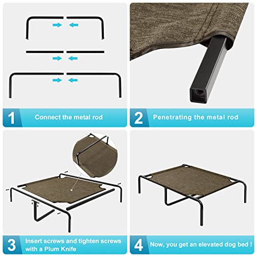 Elevated Dog Beds For Medium Small Dogs Portable Outdoor Raised Dog Cots Bed With Extra Support, Breathable Mesh For Pets Up To 60 Lbs, Dark Brown #TOP5