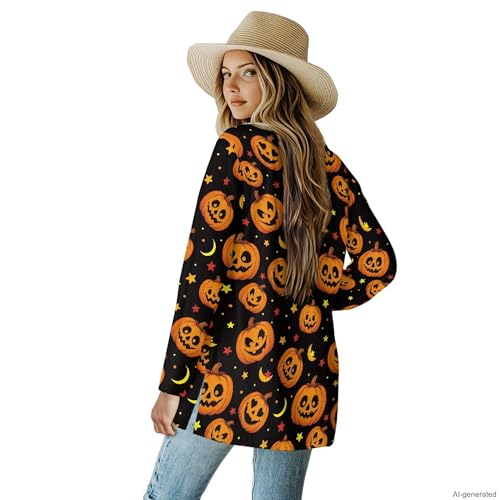 Image of Forchrinse Red Ladybug Cardigan for Women Causal Long Sleeve Open Front Cardigans Sweater Fashion 2024 Fall Coat with Pockets
