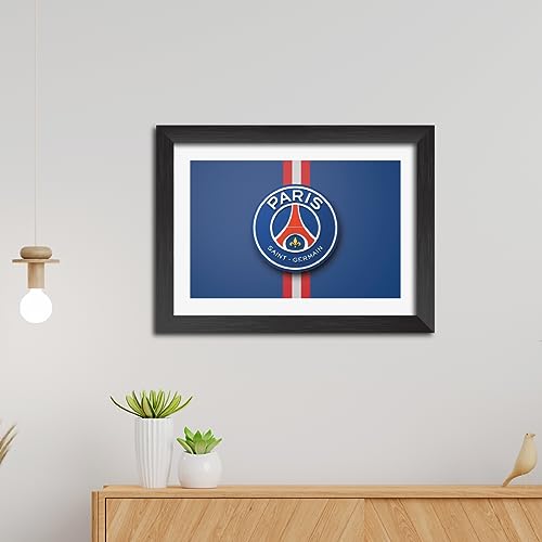 Image of TenorArts PSG Football Club Poster 3D Leather Textured Logo Laminated Photo Frame Painting with Matt Finish Black Textures(12 inches x 9inches)
