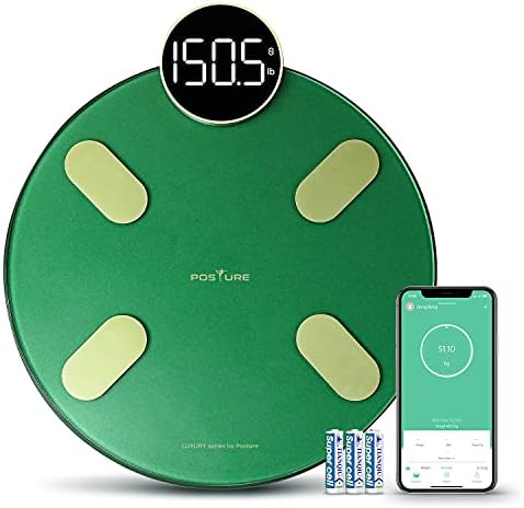 Scale for Body Weight, Posture Digital Bathroom Scale Large LED Display Weight Scale, High Accurate Body Composition Analyzer with BMI with Free Smartphone APP, 400Lb,Green