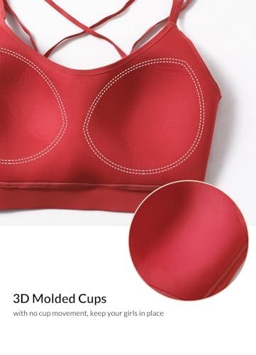 Image of baleaf everleaf Women's Sports Bra Longline, Molded Cup Yoga Bra Thin Strap Low Impact Workout Crop Tank Tops