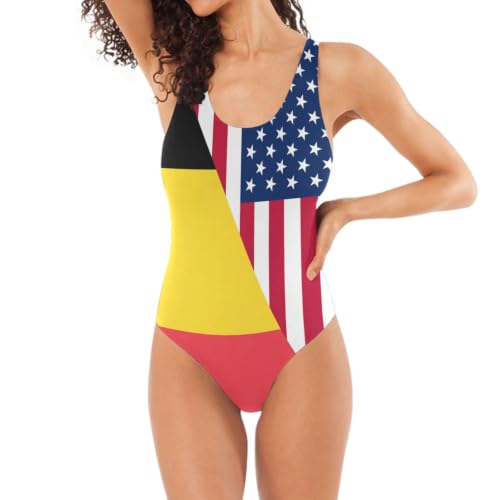 Maillot de bain femme drapeau États-Unis Belgique bikini une pièce de plage