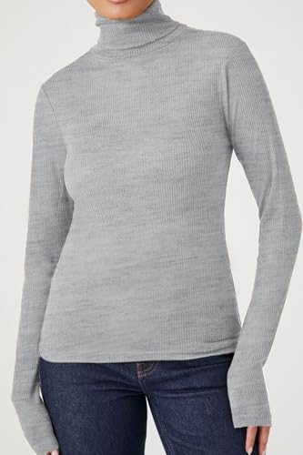Image of Emmalise Womens Turtleneck Top Long Sleeves Fitted Ribbed Top