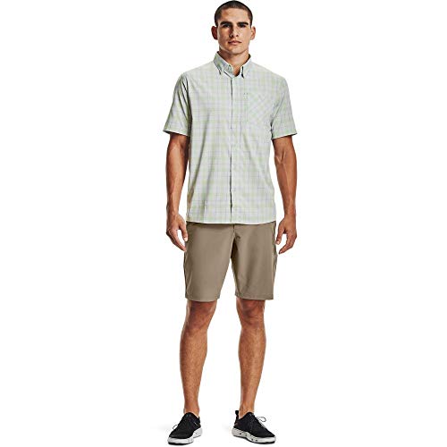 Under Armour Camiseta masculina xadrez de manga curta, Halo Gray (015)/Verão Limão, G