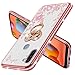 KuDiNi for Samsung Galaxy A11 Phone Case, Glitter Crystal Slim for Women, Bling Cute Butterfly Heart Floral Clear Soft TPU Protective Cover with Ring Kickstand+Strap for Galaxy A11 (Rose Gold)
