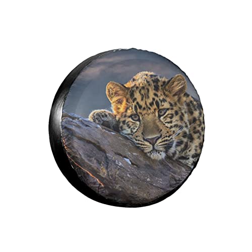 Housse de Roue 16 Pouces Léopard Couvre-Pneu en Housses De Roue De Secours Couvre Pneu Imperméable Protection Antipoussière Imperméable Voiture 76-79cm Cover