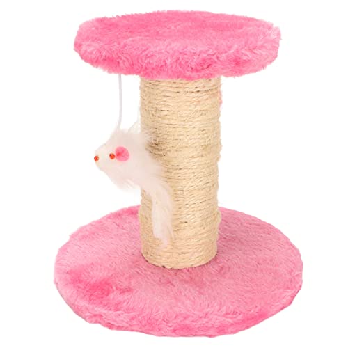 Poste rascador para gatos 3 en 1 con cuerda de sisal y felpa miniatura 4