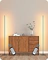 EDISHINE Minimalist LED Corner Floor Lamp with Remote, Set of 2 Modern Dimmable Mood Light, 57.5" Standing Tall Lamp for Living Room, Bedroome, 7 Color Temperature 2700-6000K (Black)