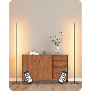 EDISHINE LED Corner Lamp, Set of 2 Minimalist Dimmable Tall Light with Remote, 57.5" Floor Lamps for Living Room, Bedroom, Home Office, 7 Color Temperature 2700-6000K (Black)