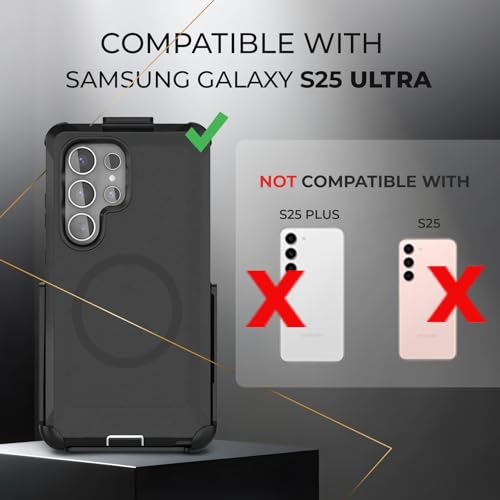 MOTIVE Designed for Samsung Galaxy s25 Ultra Case with Belt Clip, Magnetic Case Magsafe Compatible, Heavy Duty and Quad Layer Military Grade Protection for s25 Ultra Holster, 6.9" | Black by MOTIVE - Used condition - Image 6