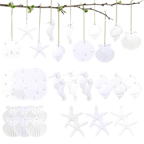 30 Pieces Resin Starfish Seahorse Sanddollar Conch...