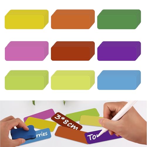 Farerkass Etiquetas Magnéticas, 72 Piezas Imanes para Pizarra Magnética, Frigorífico Imanes, 80x30mm