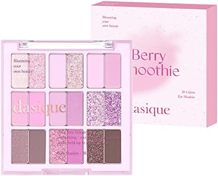 dasique Shadow Palette #18 Berry Smoothie l Vegan, Cruelty-Free l 18 Blendable Shades in Smooth Matte and Shimmer Finishes with Gorgeous Pearls