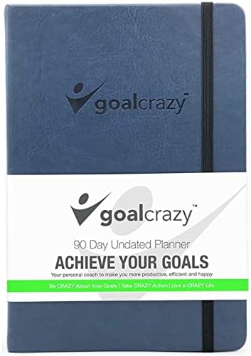 Goal Crazy Undated Daily Planner - 90 Day Weekly Planner 2022 2023, Guided Journal, Budget Planner, Productivity Habit Tracker, Inspirational, Life Setting, Leather, Purple Violet Leather Almond Pages
