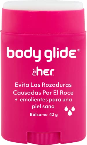 Bálsamo antirozaduras Body Glide For Her | Stick antifricción con emolientes | bueno para pieles secas y sensibles y/o zonas sensibles | resistente al sudor, no graso, sin residuos | 42g