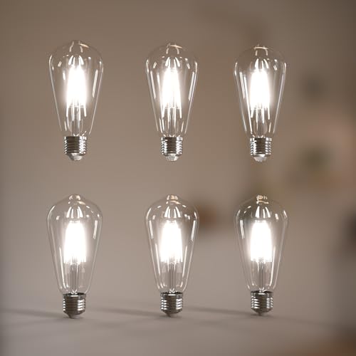 Image of Jensense Edison Bulbs E26 LED Bulb 60 Watt Equivalent, Vintage LED Light Bulbs CRI90+ ST19, Dimmable Clear Light Bulbs (5000K Daylight, 6watt-6 Pack)