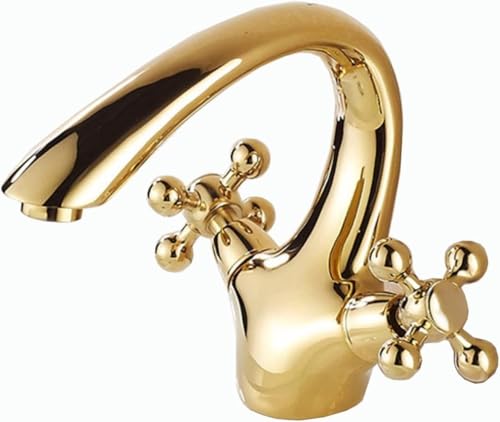 Grifos de baño de latón macizo dorado diseño antiguo exclusivo de doble mando para cocina