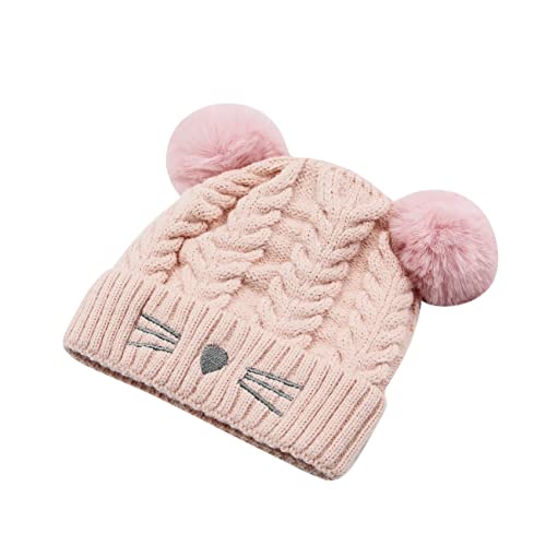 ZGMYC Baby Toddler Cute Cat Knit Beanie Hat Warm Fleece Lined Winter Hat with Pom Pom for Boys Girls3