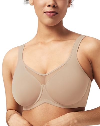 Image of HSIA Minimizer Bras for Women Plus Size, Full Coverage Coolcomfort T Shirt Unlined Bra with Underwire for Heavy Breast