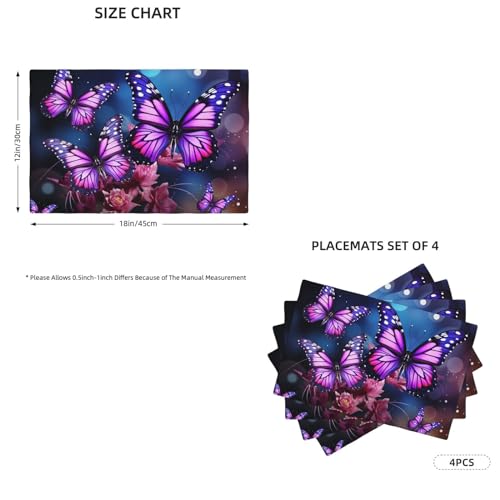 Set de table résistant à la chaleur et lavable motif papillon violet - 3