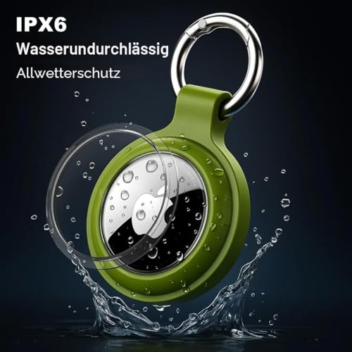AirTag Schlüsselanhänger mit wasserdichter Hülle, 360° stoßfester Rundumpanzer für Apple AirTag - Anhänger für Schlüssel, Koffer, Tasche (4er Set)