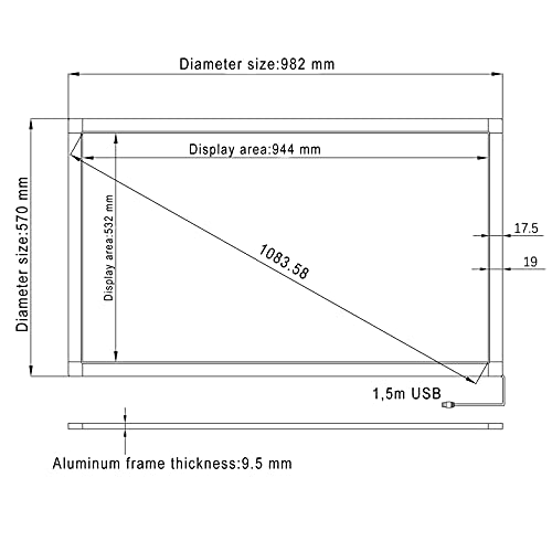 Cadre Tactile Infrarouge 43" pour Écran LCD/LED | Interface USB 16:9