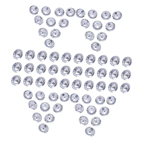 Lurrose 80 Piezas Botones Tapicería para Capitoné Botones Cristal Transparente con Lazo Metálico Accesorios Costura DIY para Sofá Cama y Decoración Paredes